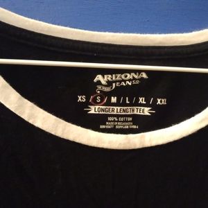 Longer length tee 100% cotton Size:xs black with white trim